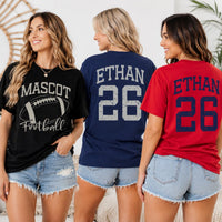 Personalized Football Mascot Shirt, Custom Player Name Number Tee, Team Tee, Game Day Football Apparel, Custom Team Gift, Front Back