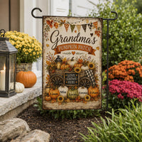 Personalized Grandma Pumpkin Patch Garden Flag, 12x18 Double Sided Yard Flag, Fall Garden Decor, Grandkids Name Porch Decor, Autumn Gift