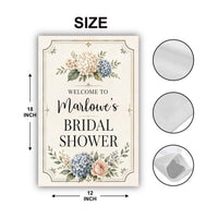 Personalized Bridal Shower Garden Flag, 12x18 Double Sided, Personalized Welcome Sign, Hydrangea Outdoor Party Decor, Wedding Gift