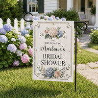 Personalized Bridal Shower Garden Flag, 12x18 Double Sided, Personalized Welcome Sign, Hydrangea Outdoor Party Decor, Wedding Gift
