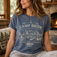 Personalized Camp Bachelorette Shirt, Custom Mountain Bride Tee, Lake Bachelorette Party Top, Hiking Bridal Crew, Camping Gift for Bride