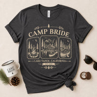 Personalized Camp Bachelorette Shirt, Custom Mountain Bride Tee, Lake Bachelorette Party Top, Hiking Bridal Crew, Camping Gift for Bride