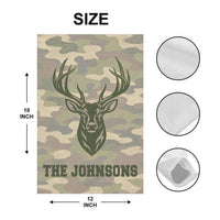 Personalized Deer Garden Flag, 12x18 Double Sided Yard Flag, Rustic Camo Hunting Cabin Decor, Custom Family Decor, Gift for Family