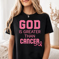 God Is Greater Than Cancer Shirt, Christian Breast Cancer Awareness Tee, Pink Ribbon Faith Shirt, Faith Over Fear Outfit, Gift for Fighter