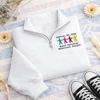 Personalized BCBA Embroidered Quarter Zip Sweatshirt, Custom BCBA Pullover, Professional Daily Top, Behavior Analyst Top, Custom Team Gift