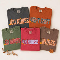 Custom Fall Nurse Crewneck, Personalized Plaid RN Sweatshirt, Bow Pumpkin Nursing Shirt, ER ICU Night Shift Top, Nurse Appreciation Gift