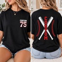 Custom Baseball Player Shirt, Personalized Name Number Tee, Front and Back Baseball T-Shirt, Team Spirit Game Day Top, Gift for Athlete