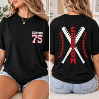 Custom Baseball Player Shirt, Personalized Name Number Tee, Front and Back Baseball T-Shirt, Team Spirit Game Day Top, Gift for Athlete