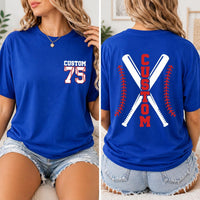 Custom Baseball Player Shirt, Personalized Name Number Tee, Front and Back Baseball T-Shirt, Team Spirit Game Day Top, Gift for Athlete