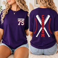 Custom Baseball Player Shirt, Personalized Name Number Tee, Front and Back Baseball T-Shirt, Team Spirit Game Day Top, Gift for Athlete