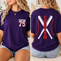 Custom Baseball Player Shirt, Personalized Name Number Tee, Front and Back Baseball T-Shirt, Team Spirit Game Day Top, Gift for Athlete