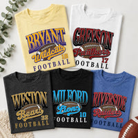 Personalized School Football Shirt, Custom Team Name Number Tee, Vintage Varsity Game Day Top, High School Spirit Wear, Sports Mom Gift
