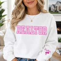 Personalized Realtor Sweatshirt, Custom Real Estate Agent Crewneck, Checkered Varsity Shirt, Closing Day Outfit, Realtor Gift for Her