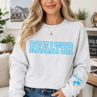 Personalized Realtor Sweatshirt, Custom Real Estate Agent Crewneck, Checkered Varsity Shirt, Closing Day Outfit, Realtor Gift for Her