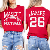 Personalized Football Player Hoodie, Custom Team Mascot Tee, Player Name Number, Game Day Fan Shirt, Gift for Football Mom, Front Back
