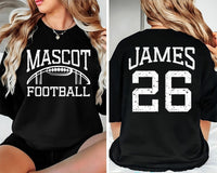 Personalized Football Player Hoodie, Custom Team Mascot Tee, Player Name Number, Game Day Fan Shirt, Gift for Football Mom, Front Back