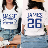 Personalized Football Player Hoodie, Custom Team Mascot Tee, Player Name Number, Game Day Fan Shirt, Gift for Football Mom, Front Back