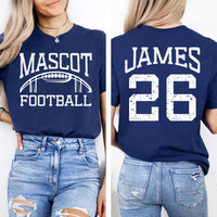 Personalized Football Player Hoodie, Custom Team Mascot Tee, Player Name Number, Game Day Fan Shirt, Gift for Football Mom, Front Back