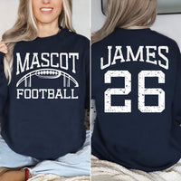 Personalized Football Player Hoodie, Custom Team Mascot Tee, Player Name Number, Game Day Fan Shirt, Gift for Football Mom, Front Back