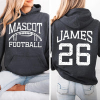 Personalized Football Player Hoodie, Custom Team Mascot Tee, Player Name Number, Game Day Fan Shirt, Gift for Football Mom, Front Back