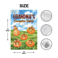 Personalized Grandma's Pumpkin Patch Garden Flag, 12x18 Double Sided Yard Flag, Fall Garden Decor, Custom Grandkids Names, Autumn Gift