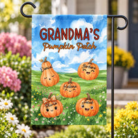 Personalized Grandma's Pumpkin Patch Garden Flag, 12x18 Double Sided Yard Flag, Fall Garden Decor, Custom Grandkids Names, Autumn Gift