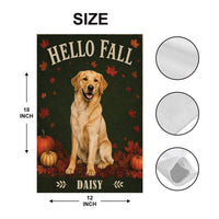Personalized Fall Dog Garden Flag, 12x18 Double Sided Yard Decor, Custom Pet Name Flag, Autumn Dog Photo Porch Decor, Pet Lover Gift