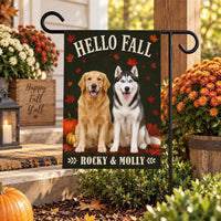 Personalized Fall Dog Garden Flag, 12x18 Double Sided Yard Decor, Custom Pet Name Flag, Autumn Dog Photo Porch Decor, Pet Lover Gift