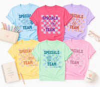 Personalized Specials Team Shirt, Custom Teacher Name Tee, Retro School Staff Top, Back to School Outfit, Teacher Appreciation Gift
