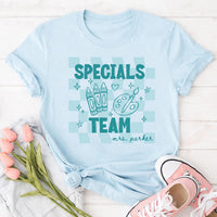 Personalized Specials Team Shirt, Custom Teacher Name Tee, Retro School Staff Top, Back to School Outfit, Teacher Appreciation Gift