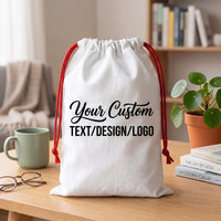 Personalized Santa Sack with Custom Logo, Christmas Toy Sack with Name, Drawstring Gift Bag, Modern Christmas Toy Sack, Christmas Gift