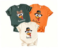 Personalized Thanksgiving Turkey Shirt, Custom Family Name Tee, Matching Holiday Tee, Cute Pilgrim Turkey Outfit, Holiday Gift for Family