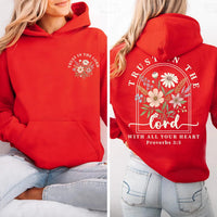 Trust in the Lord Christian Hoodie, Floral Proverbs 3:5 Shirt, Faith Based Sweatshirt, Christian Tee, Women's Faith Gift, Front Back Print