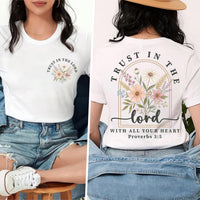 Trust in the Lord Christian Hoodie, Floral Proverbs 3:5 Shirt, Faith Based Sweatshirt, Christian Tee, Women's Faith Gift, Front Back Print
