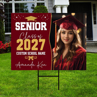 Personalized Graduation Yard Sign, Graduate Photo Name & Class of 2027, Graduation Lawn Sign, Metal H-Stake Included, Senior Yard Display