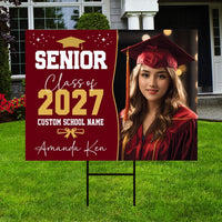 Personalized Graduation Yard Sign, Graduate Photo Name & Class of 2027, Graduation Lawn Sign, Metal H-Stake Included, Senior Yard Display