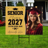 Personalized Graduation Yard Sign, Graduate Photo Name & Class of 2027, Graduation Lawn Sign, Metal H-Stake Included, Senior Yard Display