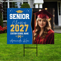 Personalized Graduation Yard Sign, Graduate Photo Name & Class of 2027, Graduation Lawn Sign, Metal H-Stake Included, Senior Yard Display