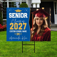 Personalized Graduation Yard Sign, Graduate Photo Name & Class of 2027, Graduation Lawn Sign, Metal H-Stake Included, Senior Yard Display