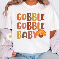 Personalized Thanksgiving Couples Shirt, Custom Gobble Gobble Baby Tee, Talk Turkey to Me Shirt, Matching Turkey Outfit, Couples Gift