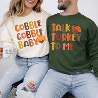 Personalized Thanksgiving Couples Shirt, Custom Gobble Gobble Baby Tee, Talk Turkey to Me Shirt, Matching Turkey Outfit, Couples Gift