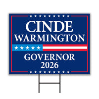 Cinde Warmington For New Hampshire Governor 2026 Yard Sign, Corrugated Governor Elections Race Red White & Blue Yard Sign with Metal H-Stake