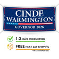 Cinde Warmington For New Hampshire U.S. Governor Banner Sign, 13 oz Waterproof US Governor Election 2026 Vinyl Banner With Metal Grommets