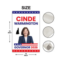 Cinde Warmington For New Hampshire Governor 2026 Garden Flag, Double Sided, 2026 Governor Flag, Elections Flag, Race Red White & Blue Flag