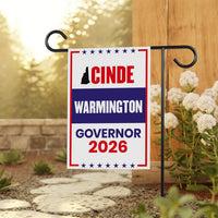 Cinde Warmington For New Hampshire Governor 2026 Garden Flag, Double Sided, 2026 Governor Flag, Elections Flag, Race Red White & Blue Flag