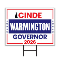 Cinde Warmington For New Hampshire Governor 2026 Yard Sign, Corrugated Governor Elections Race Red White & Blue Yard Sign with Metal H-Stake