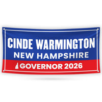Cinde Warmington For New Hampshire U.S. Governor Banner Sign, 13 oz Waterproof US Governor Election 2026 Vinyl Banner With Metal Grommets
