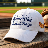 Personalized Game Day Embroidered Hat, Baseball Fan Hot Dog Cap, Game Day Dad Hat, Ballpark Gift for Football Mom, Sports Mom Gift