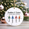 Personalized Sibling Ceramic Ornament, Family Keepsake Ornament, Brothers Sisters Forever Linked, Meaningful Christmas Decor, Family Gift
