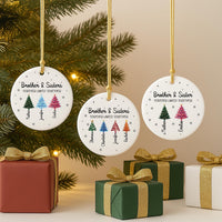 Personalized Sibling Ceramic Ornament, Family Keepsake Ornament, Brothers Sisters Forever Linked, Meaningful Christmas Decor, Family Gift